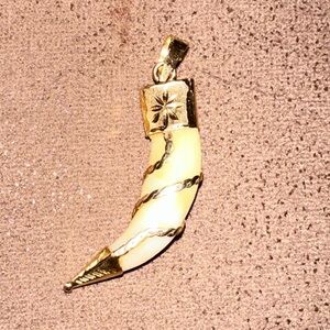 Gold and Cream Tusk Pendant (14k) MEN AND WOMEN